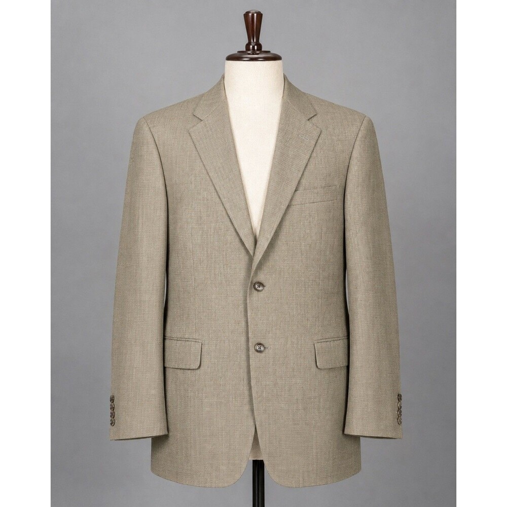 Concepts by Claiborne Men’s Blazer 42L Tan Gray Micro Check 2 Button Sport Coat